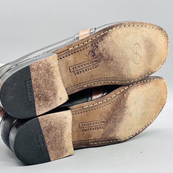 Florsheim Imperial Shoes Mens 9.5 Black Brown Leather Loafers Slip On Dress main image 5